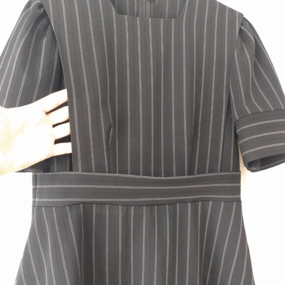 Striped Mennonite Cape Dress 36"B 30.5"W Modest Black White Pinstripe - Picture 6 of 10